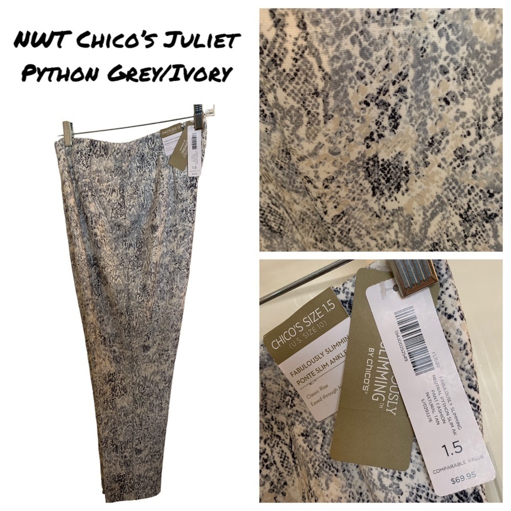 NWT Chicos “Juliet” Python Print slacks sz 1.5 (10-12)